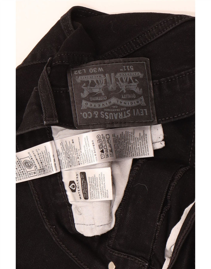 Levi's Hombre 511 Slim Jeans W30 L32 Algodón Negro