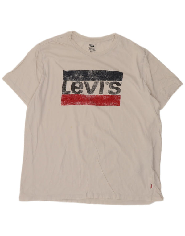 Levi's Hombre Camiseta Gráfica Top XL Algodón Blanco