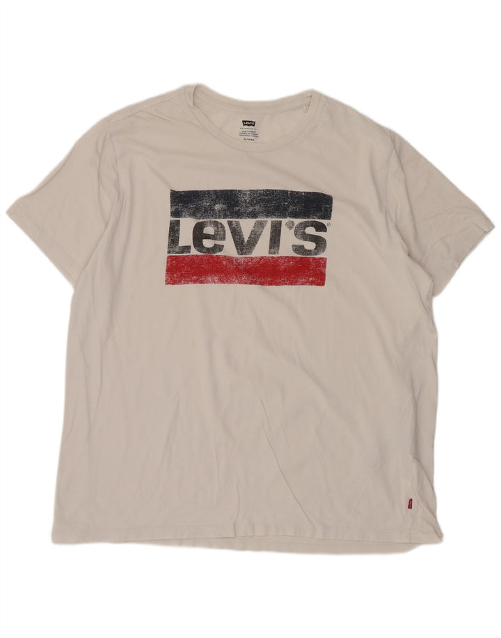 Levi's Hombre Camiseta Gráfica Top XL Algodón Blanco