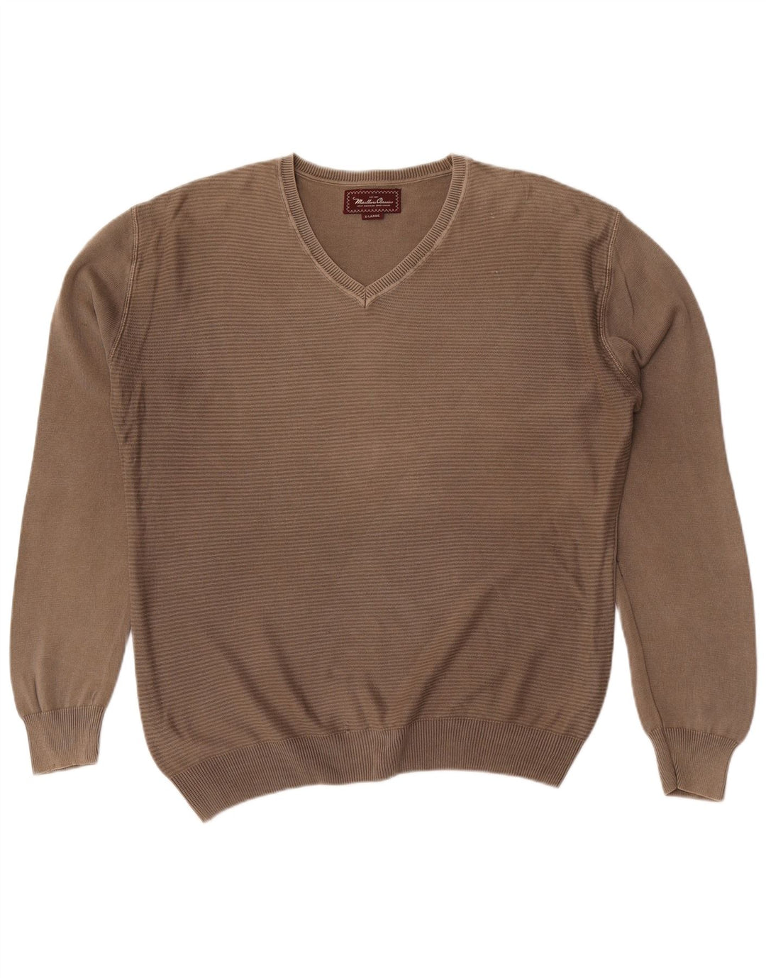 Marlboro Classics Jersey con Cuello en V para Hombre XL Caqui Rayas
