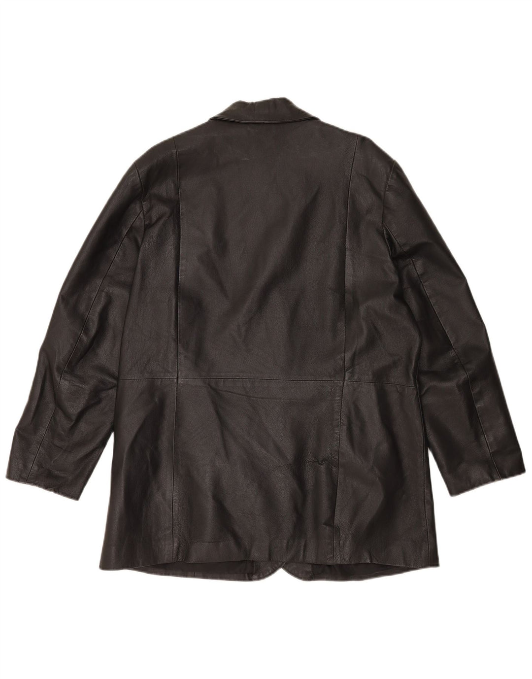 Vintage mujer 3 botones cuero Blazer chaqueta Reino Unido 20 2XL cuero negro