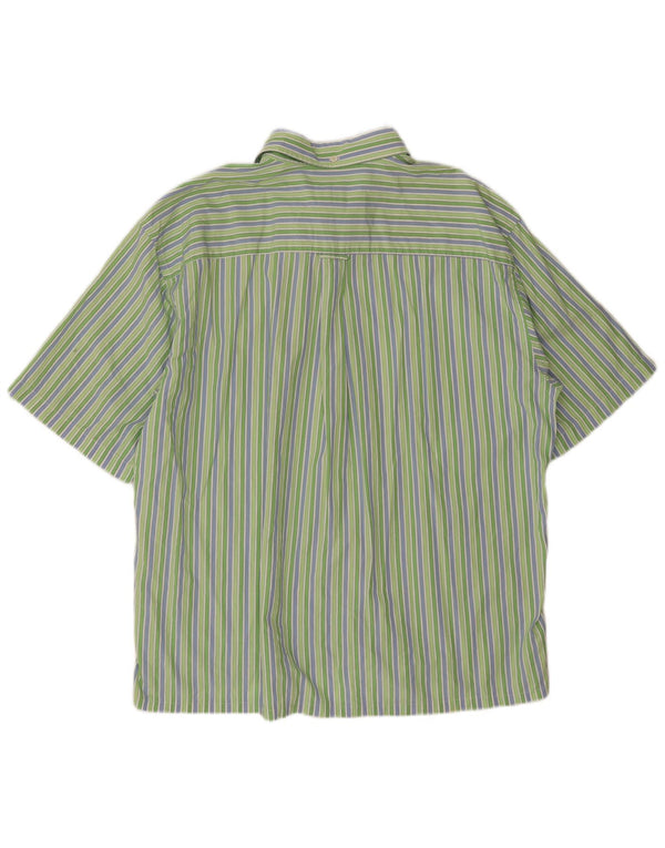 Camisa Lacoste Hombre Manga Corta Talla 46 2XL Verde Rayas