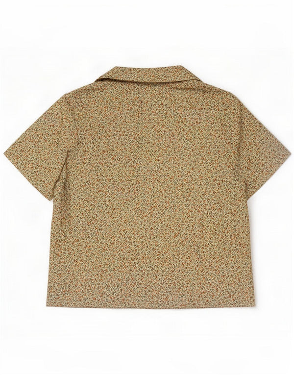 Camisa de manga corta vintage para mujer UK 44 Medium Beige Floral