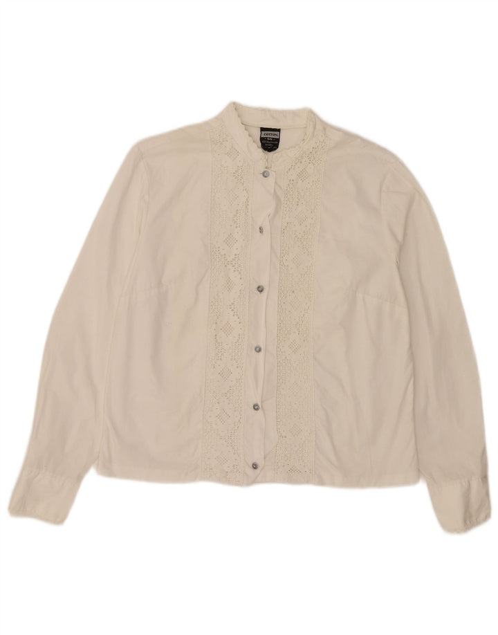 Camisa Vintage Mujer IT 44 Algodón Blanco Medio
