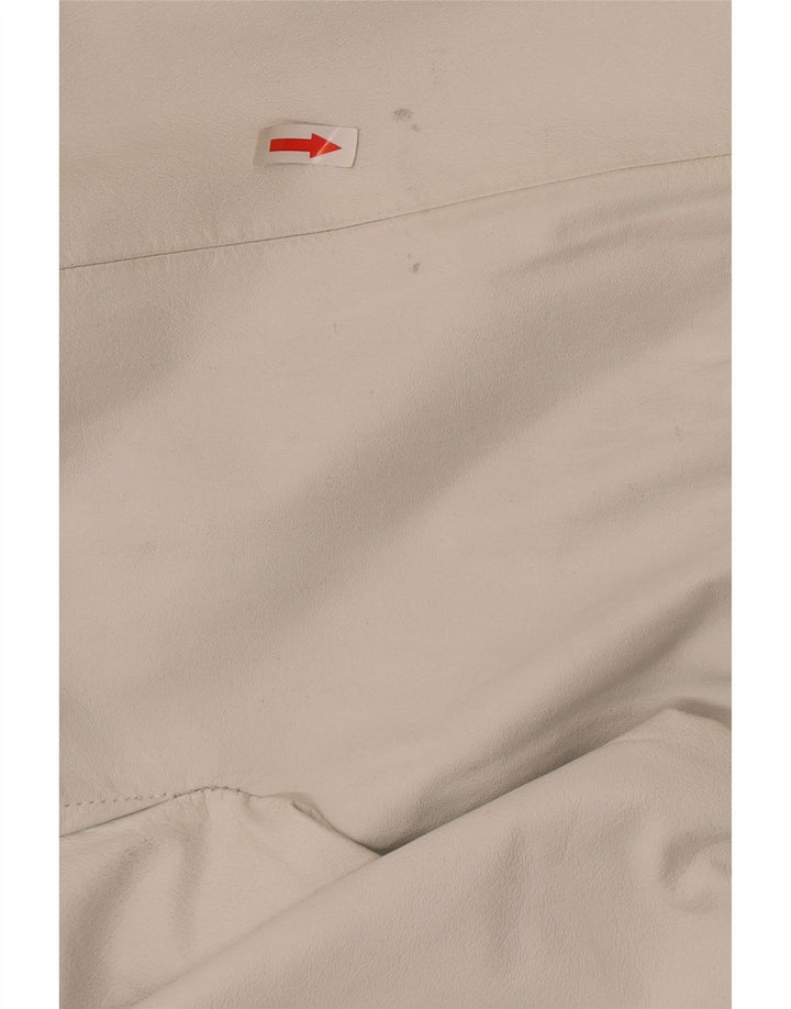 Vintage mujer chaqueta de cuero militar EU 42 cuero blanco grande