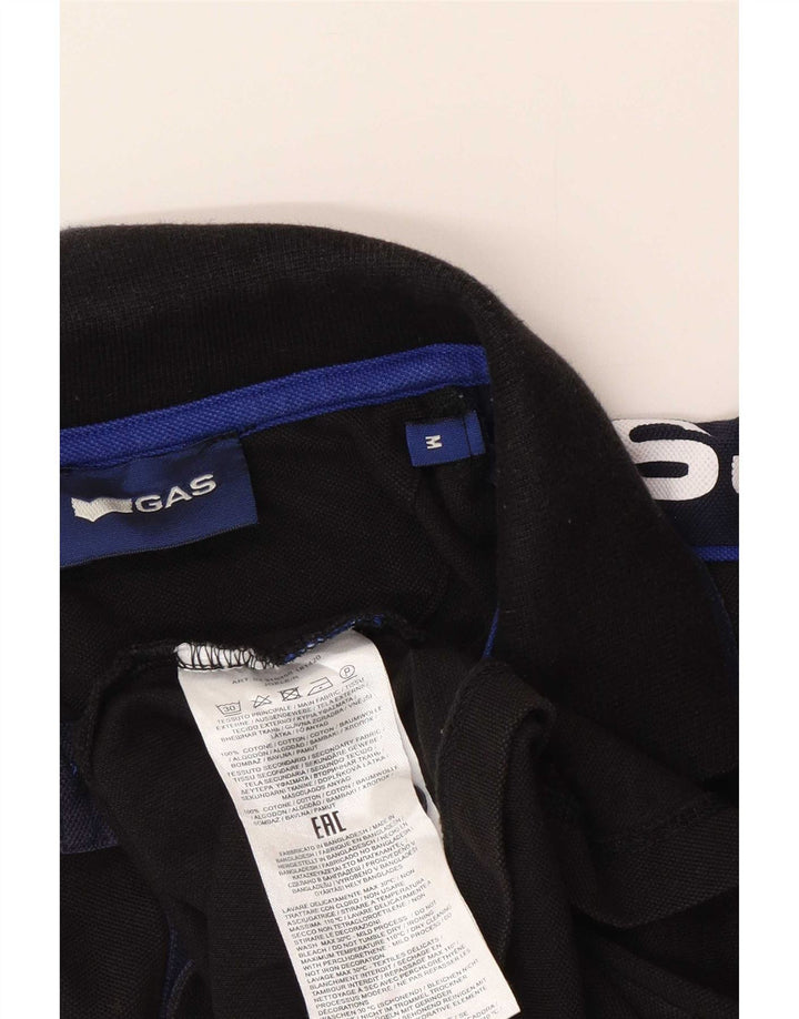 Gas Polo gráfico para hombre de algodón color block en negro mediano