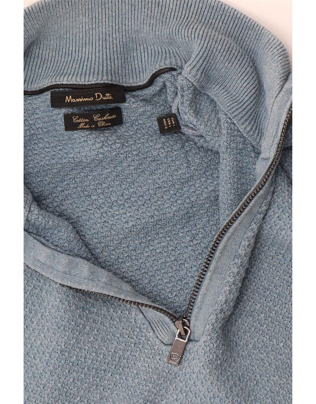 Massimo Dutti Hombre Jersey Con Cremallera En El Cuello Large Azul Algodón