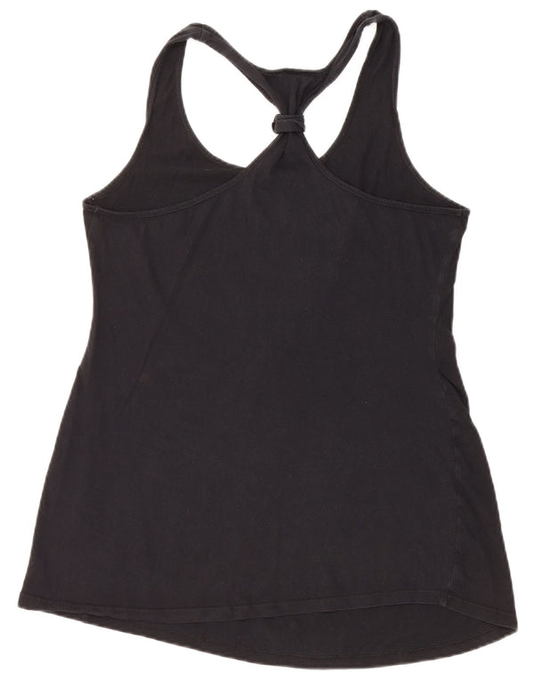 VINTAGE Chaleco gráfico para mujer Top Reino Unido 12 Algodón negro medio