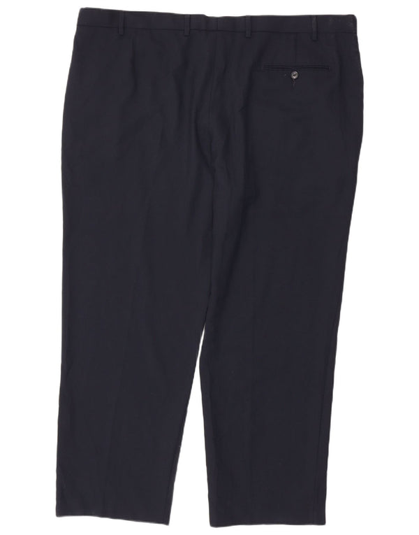 Marks & Spencer Pantalón de traje de corte regular para hombre W46 L31 Poliéster azul marino
