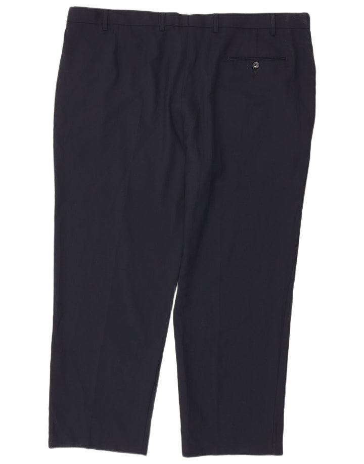 Marks & Spencer Pantalón de traje de corte regular para hombre W46 L31 Poliéster azul marino