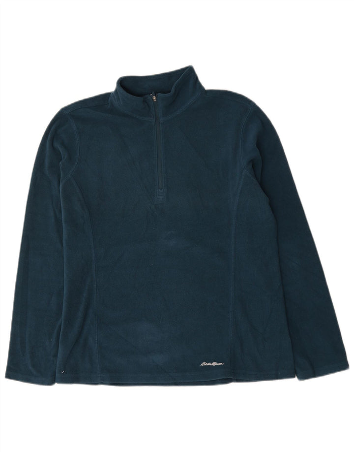 Eddie Bauer Jersey polar con cuello y cremallera para mujer UK 46 Poliéster azul grande