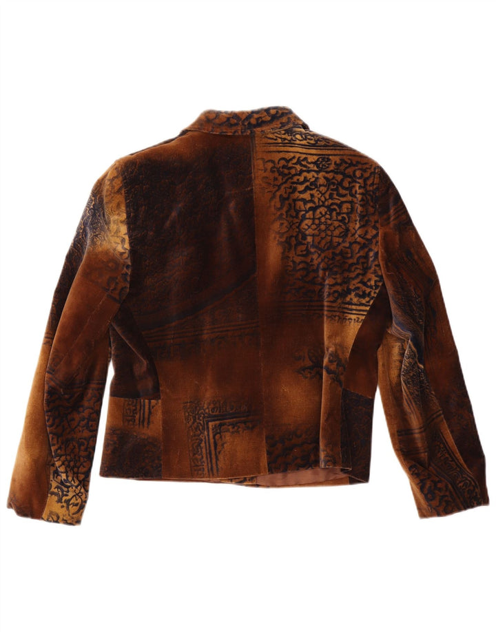 Taifun Chaqueta Blazer de Terciopelo con 4 Botones para Mujer UK 42 Marrón Medio Paisley