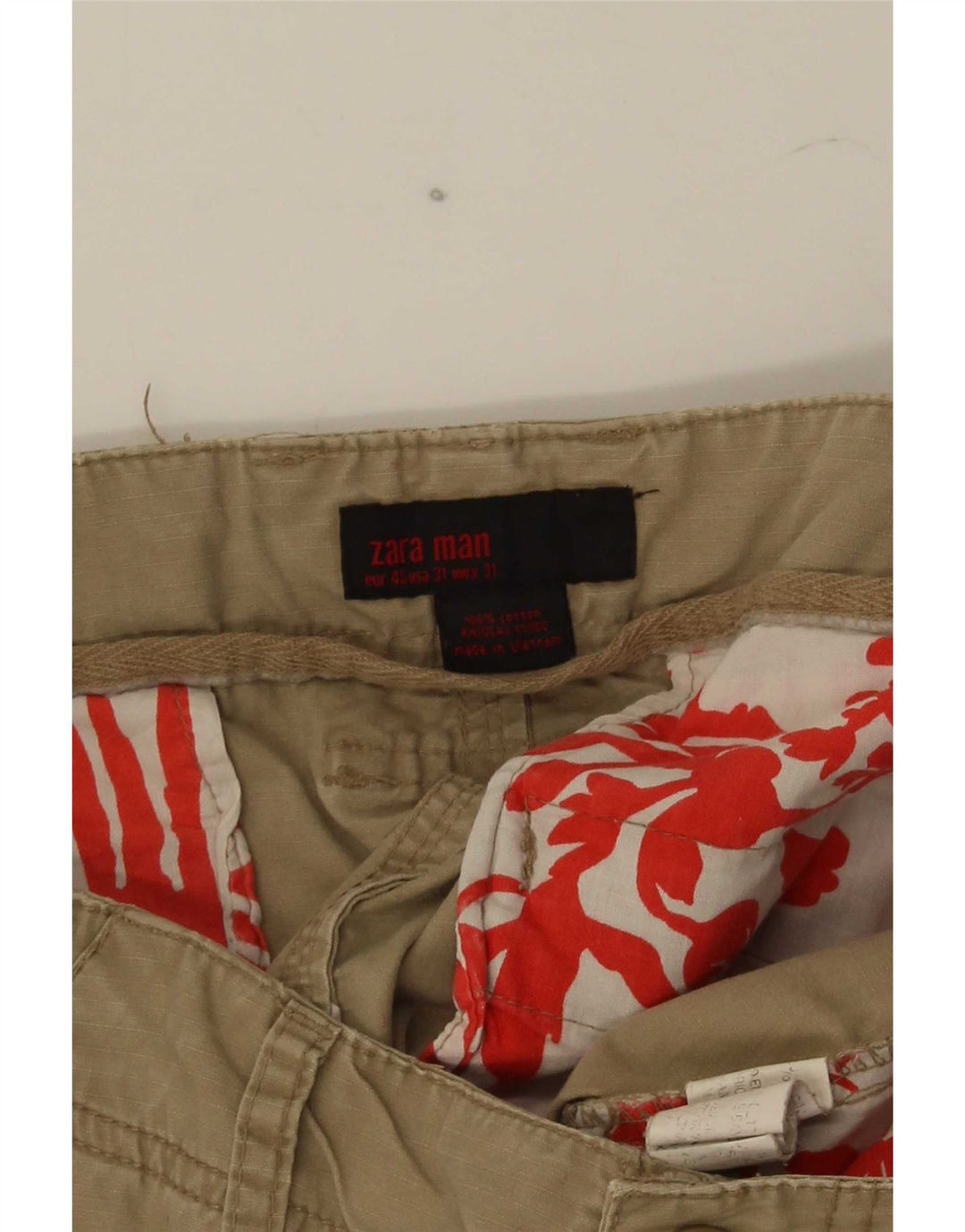 Zara Mens Cargo Shorts EU 40 Medium W31 Algodón Beige