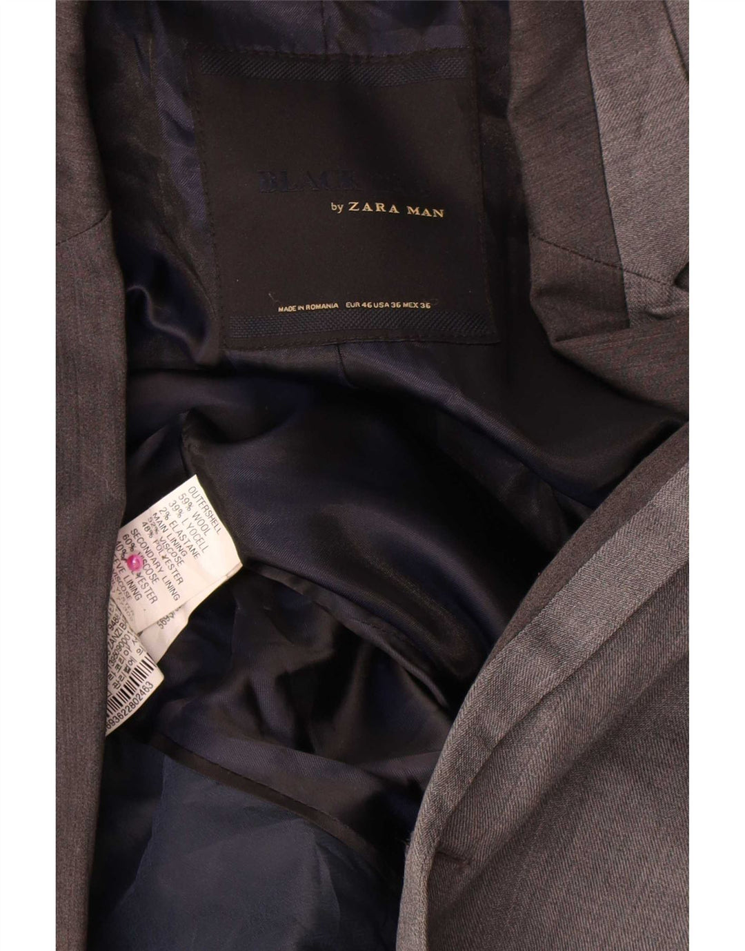 Zara Chaqueta Blazer De 2 Botones Para Hombre UK 38 Lana Gris Medio