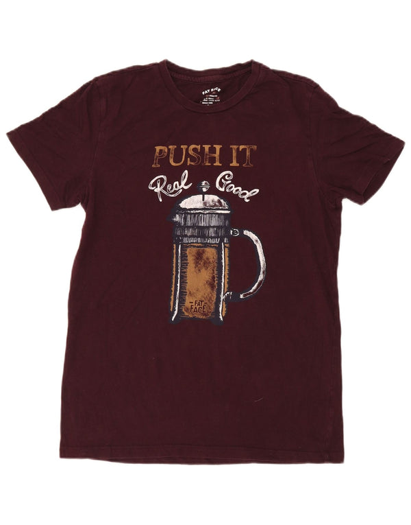Camiseta con gráfico de hombre Fat Face Top pequeño de algodón burdeos