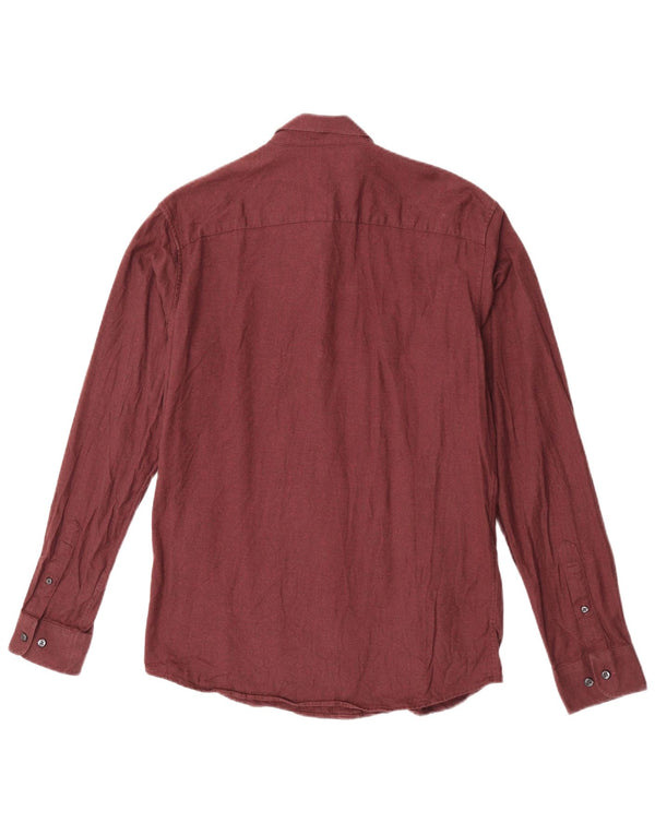 Camisa Jack & Jones Hombre Slim Fit Algodón Burdeos Medio