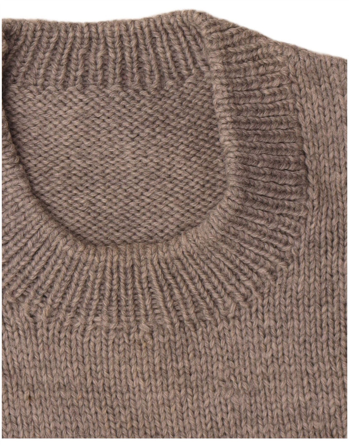 Vintage mujer cuello redondo jersey suéter Reino Unido 14 gris medio rayas