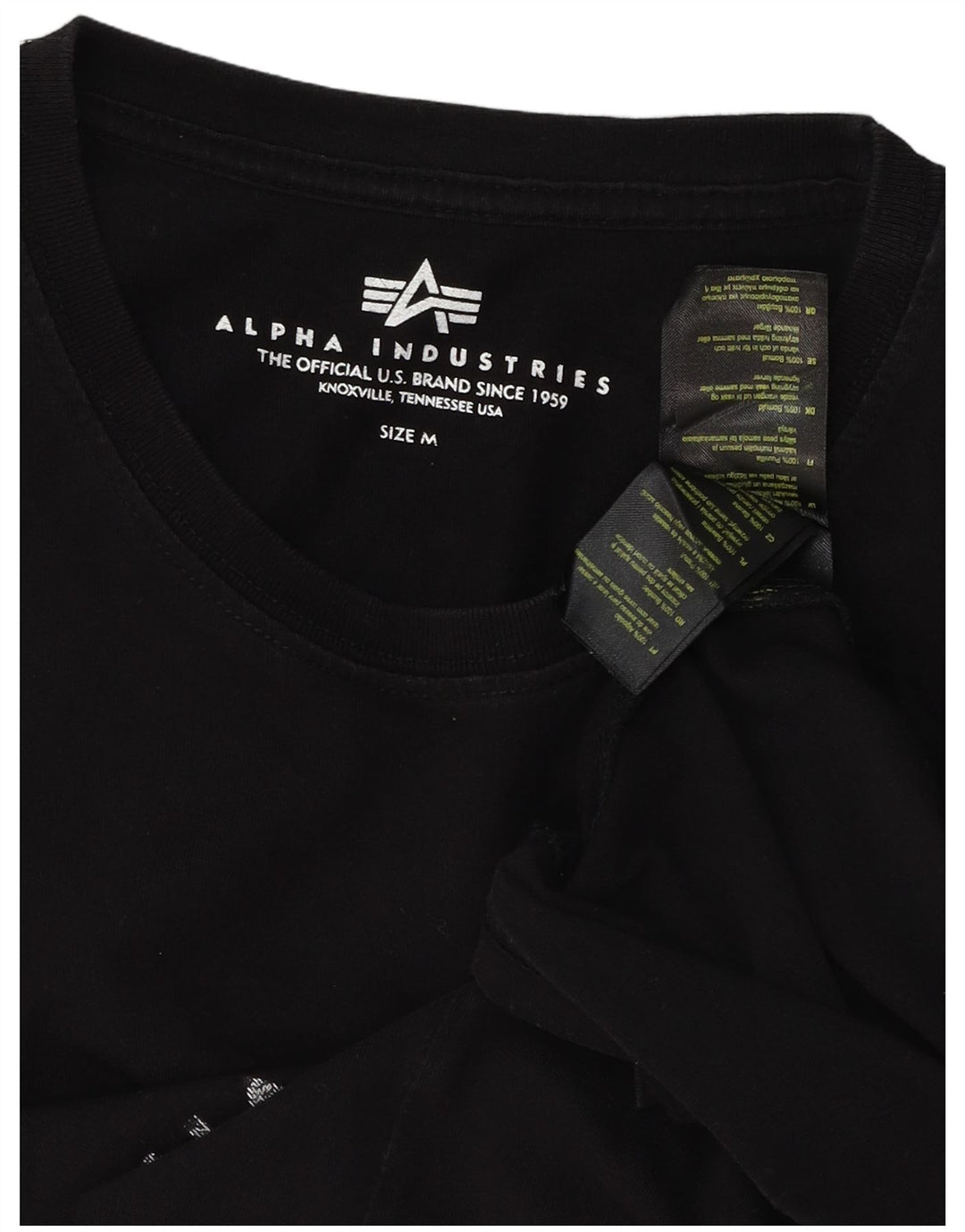 ALPHA INDUSTRIES Mens Graphic T-Shirt Top Medium Black Cotton
