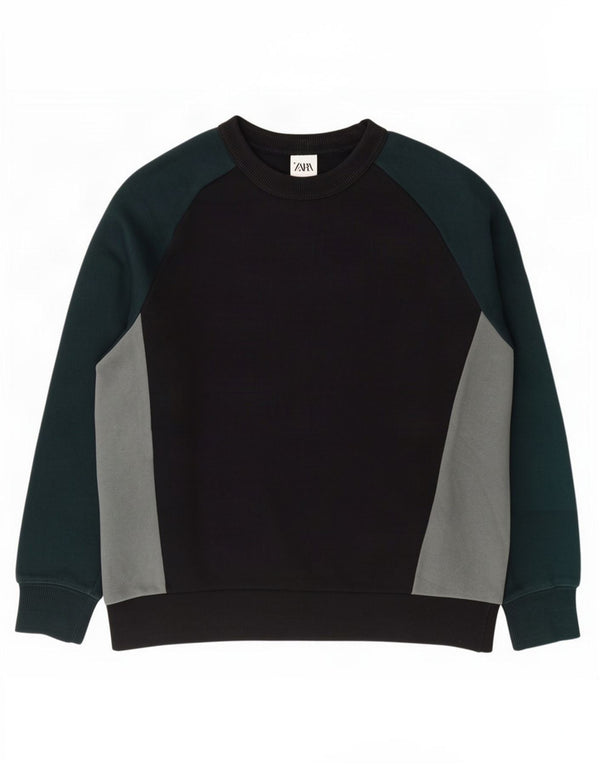 Zara Hombre Sudadera Jumper Medium Negro Colorblock