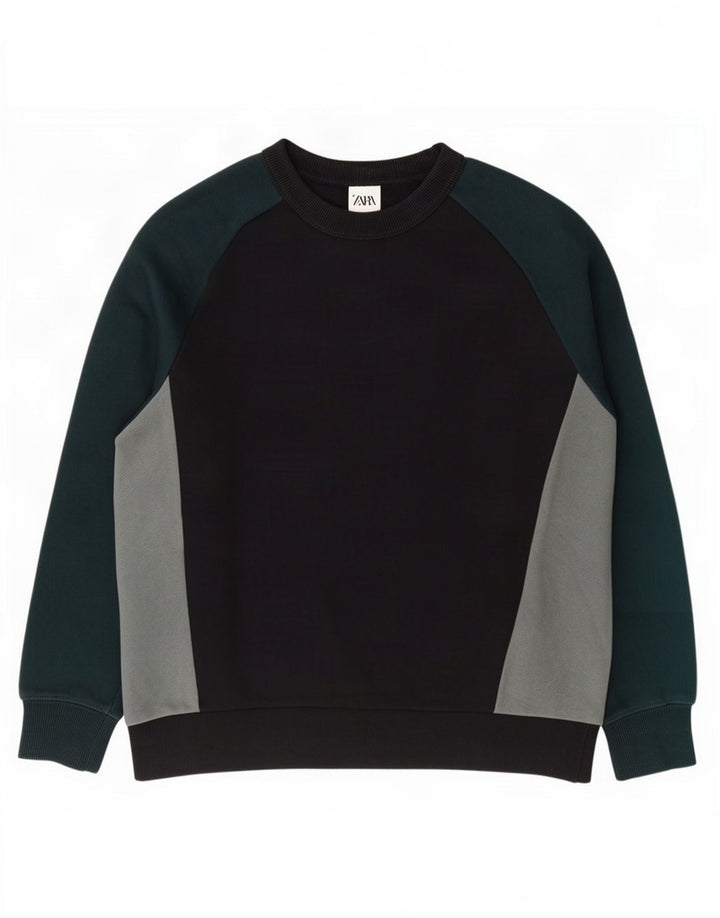 Zara Hombre Sudadera Jumper Medium Negro Colorblock