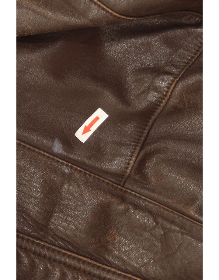 Chaqueta de cuero vintage para hombre Reino Unido 44 2XL Marrón