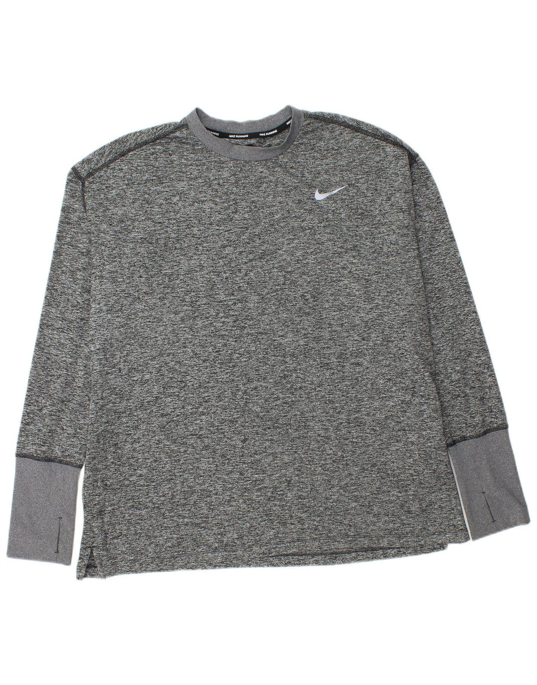 Nike Camiseta Dri Fit para hombre de manga larga XL Poliéster moteado gris
