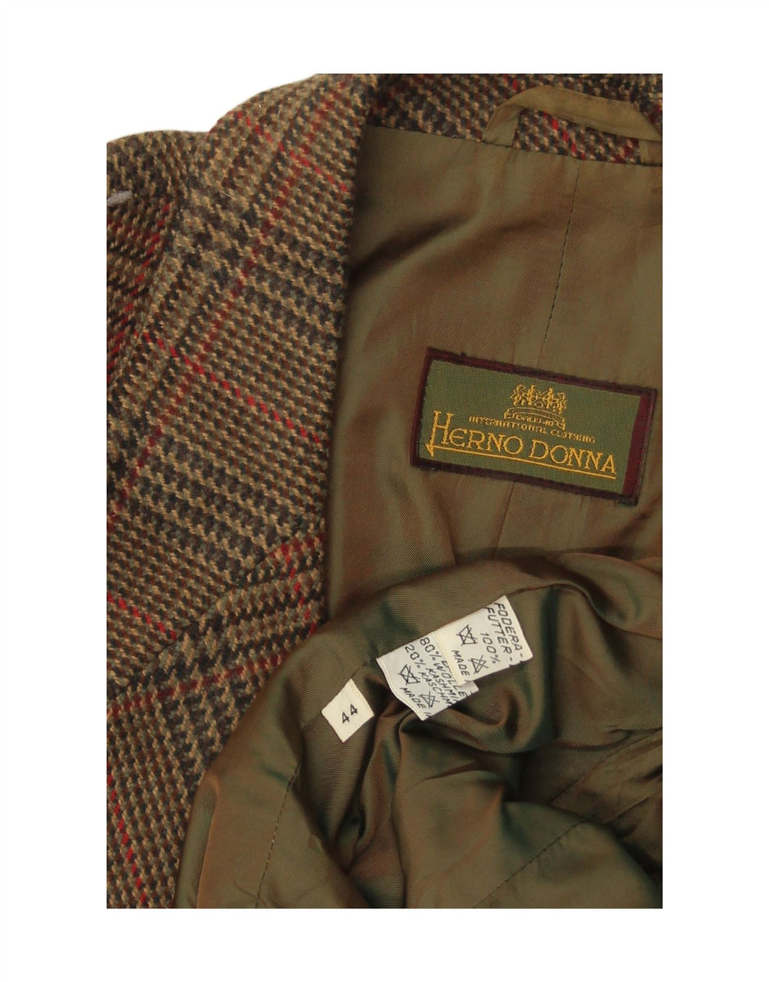 Chaqueta tipo blazer para mujer Herno Donna IT 44 Lana de pata de gallo marrón medio