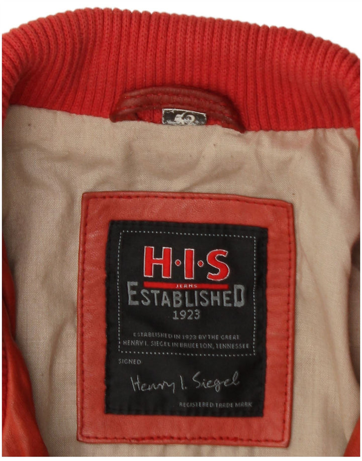 H.I.S Chaqueta de cuero para hombre EU 52 XL Cuero rojo