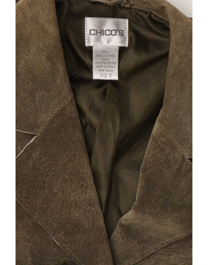 Chico's Chaqueta Blazer de Ante de Gran tamaño con 3 Botones para Mujer US 0 XS Cuero Caqui
