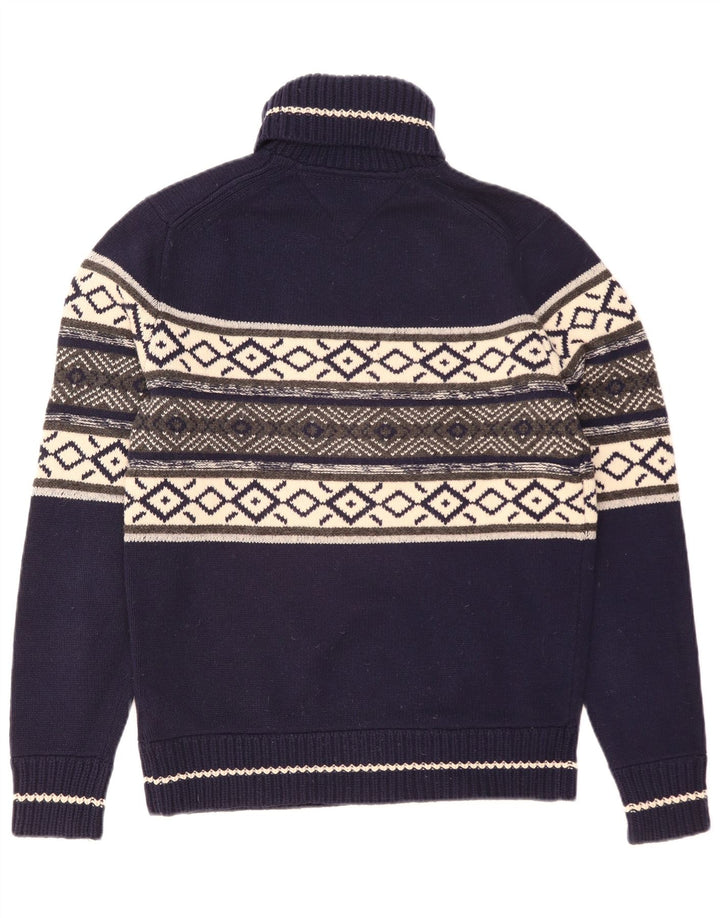 Tommy Hilfiger Suéter tipo jersey con cuello vuelto para hombre Azul marino mediano Fair Isle