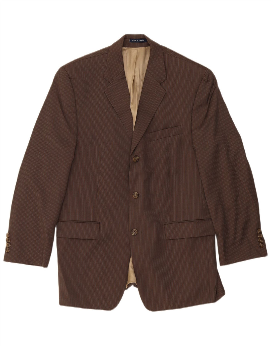 Chaps Chaqueta tipo blazer de 3 botones para hombre UK 40 Large Brown Pinstripe New Wool