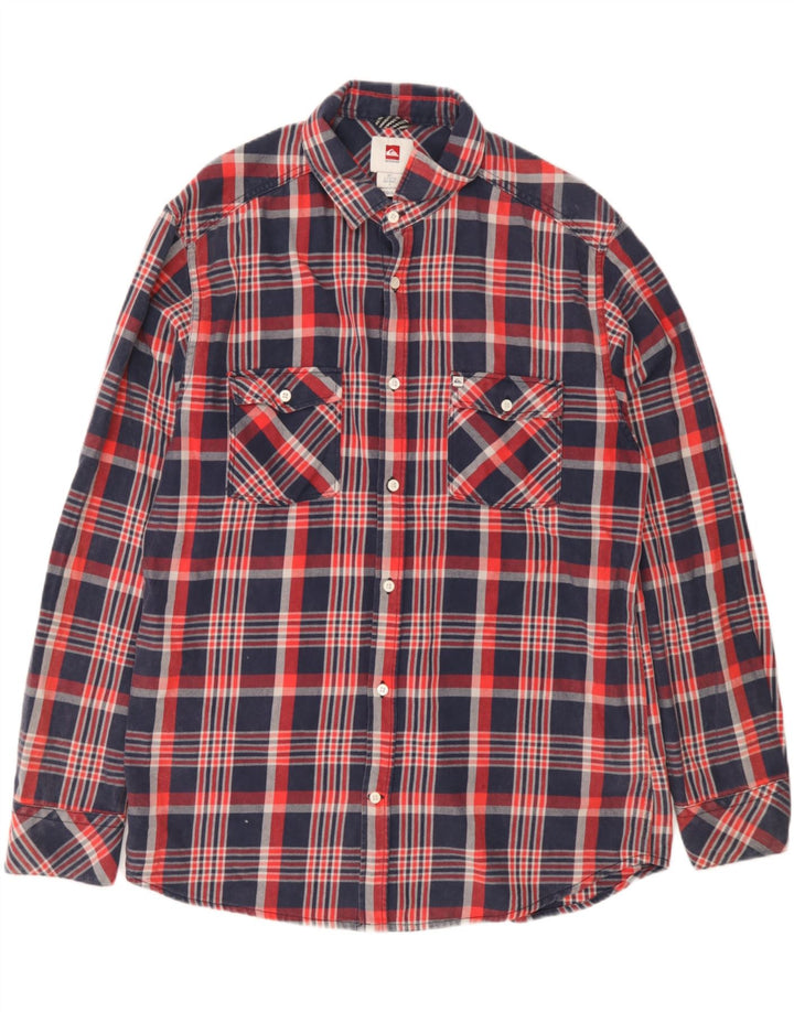 Quiksilver Camisa de franela de ajuste regular para hombre, algodón a cuadros rojos grandes