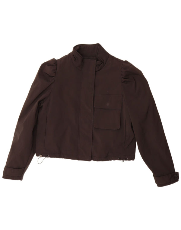 Zara Mujer Crop Chaqueta Bomber Extragrande UK 10 Small Negro
