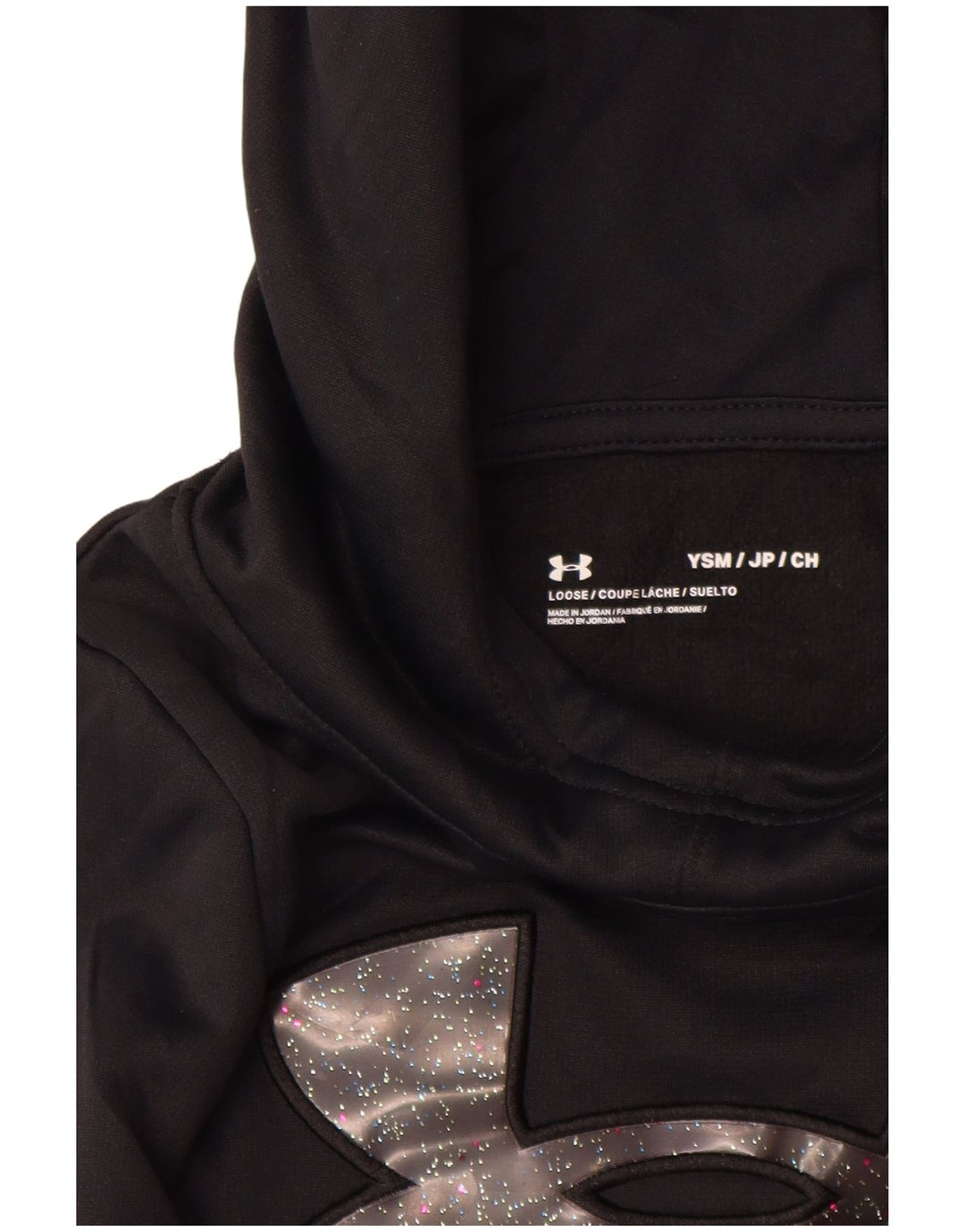 UNDER ARMOUR Sudadera con capucha gráfica para niñas 7-8 años Pequeña Poliéster negro