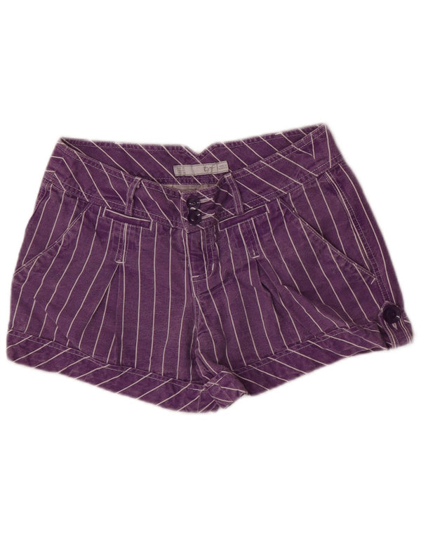 Zara Mujer Trafaluc Shorts Cargo EU 36 XS W26 Algodón A Rayas Púrpura