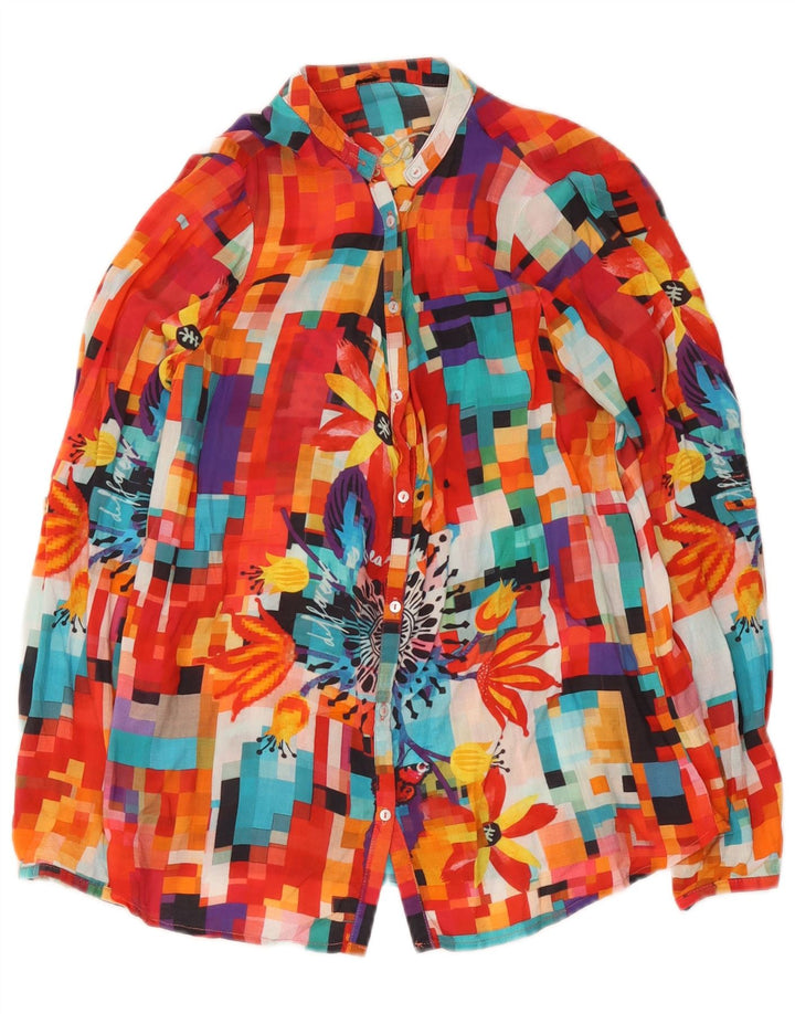 Desigual Blusa camisera gráfica para mujer UK 40 Mediana Multicolor Geométrica