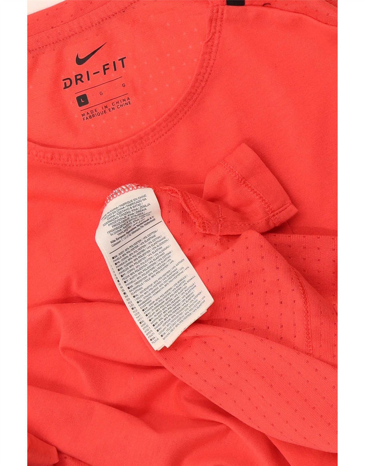 Nike Camiseta Dri Fit Graphic de manga larga para hombre, talla grande, color naranja