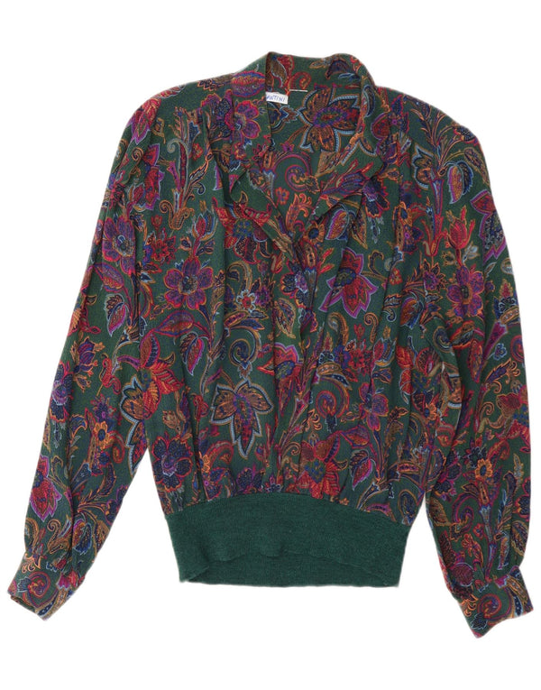 Santini Blusa tipo jersey para mujer UK 40 Grande Verde Floral