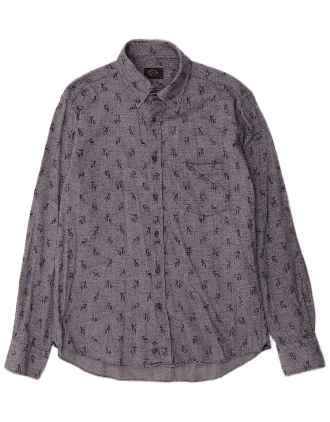 Paul & Shark Camisa con estampado abstracto para hombre Talla 39 Algodón azul medio