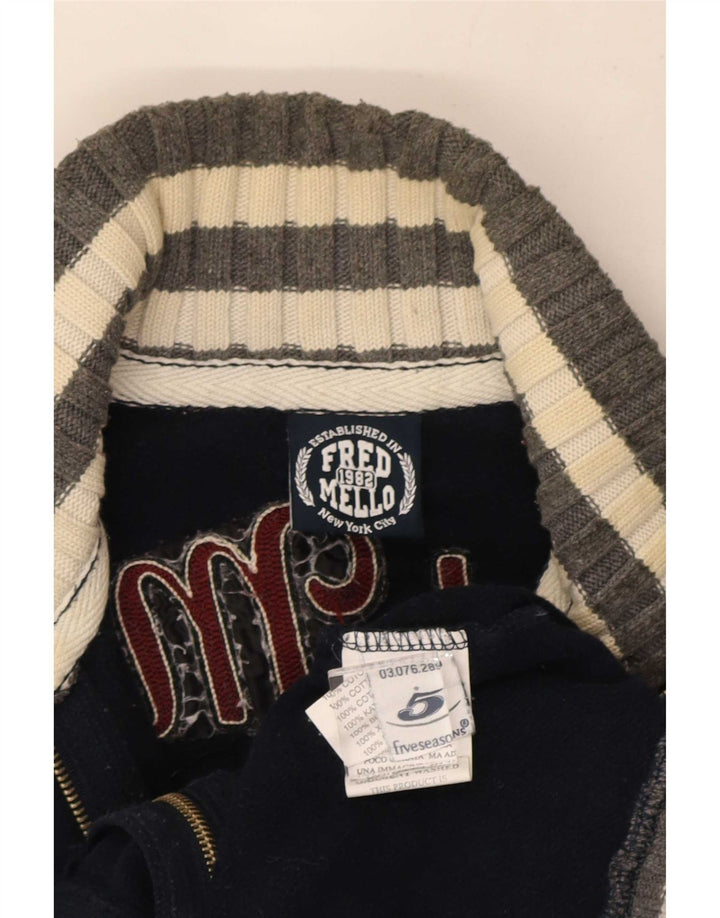 Fred Mello Hombre Cárdigan Estampado Con Diseño Color Block En Azul Marino Medio