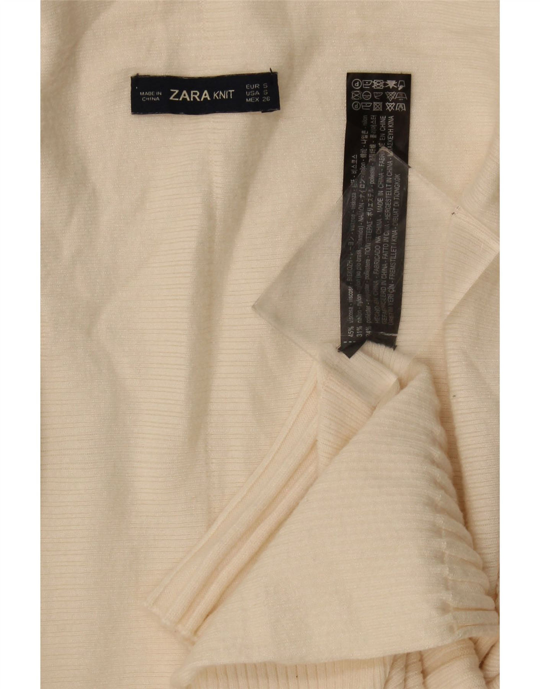 Zara Mujer Suéter Cárdigan Abierto Largo De Gran Tamaño UK 10 Small Beige