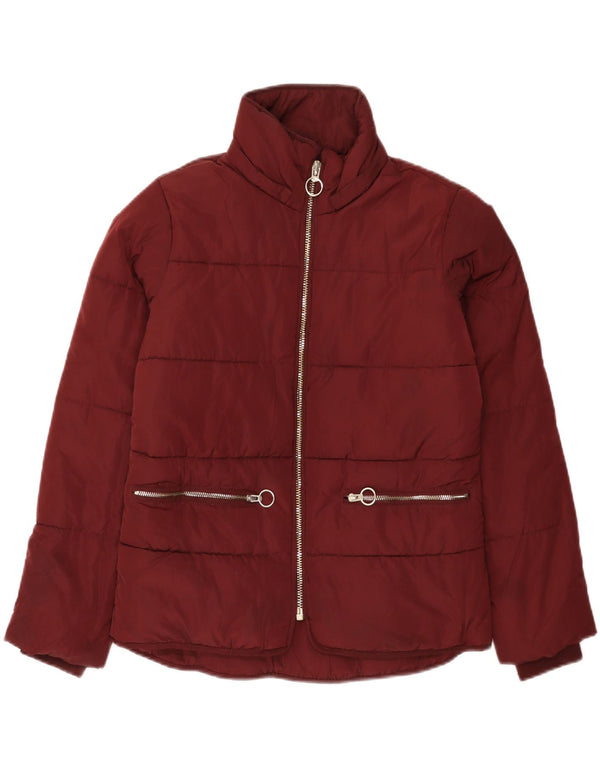 Topshop Chaqueta acolchada extragrande para mujer UK 8 Small Poliéster burdeos