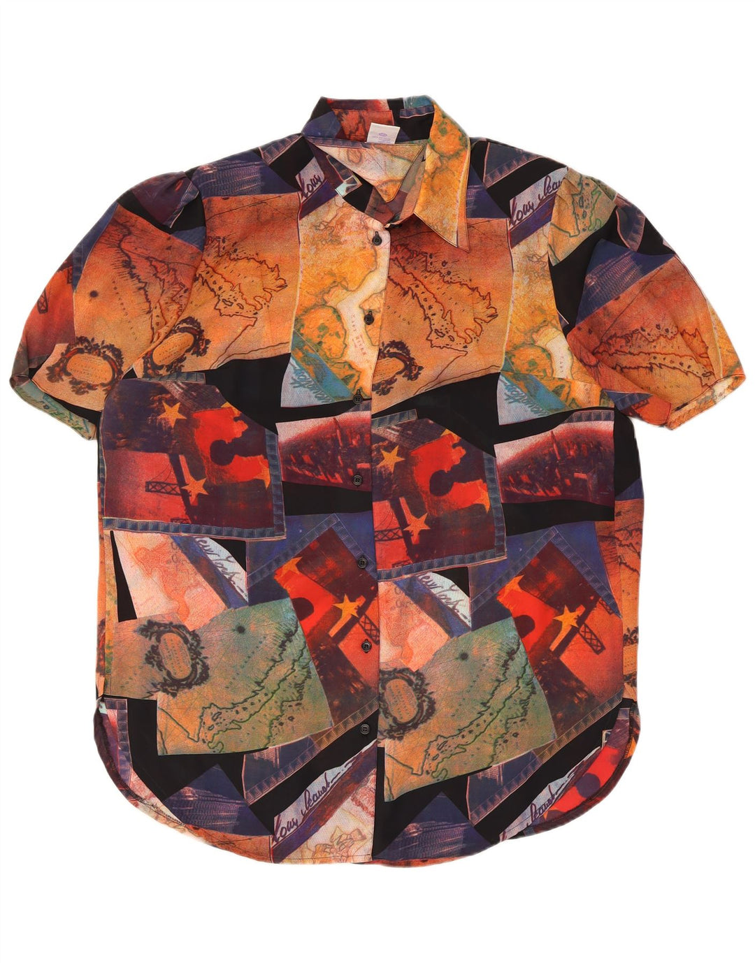NEW FAST Blusa camisera extragrande para mujer EU 44 XL Patchwork multicolor