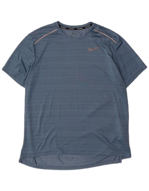 Nike Camiseta Dri Fit para hombre Top XL Poliéster a rayas azules