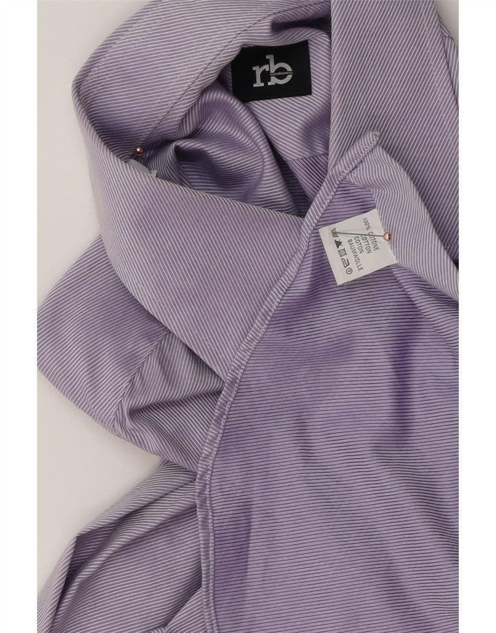 ROCCOBAROCCO Camisa para hombre Talla 41 16 Algodón a rayas púrpura grande