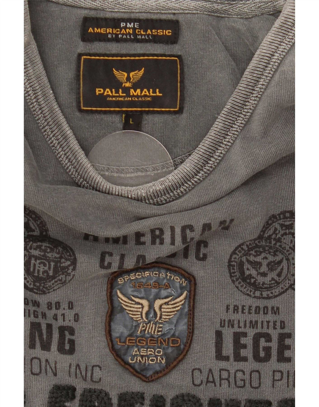 Pall Mall Top gráfico para hombre de manga larga gris grande