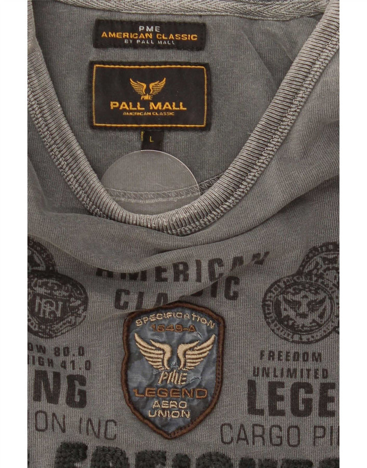 Pall Mall Top gráfico para hombre de manga larga gris grande