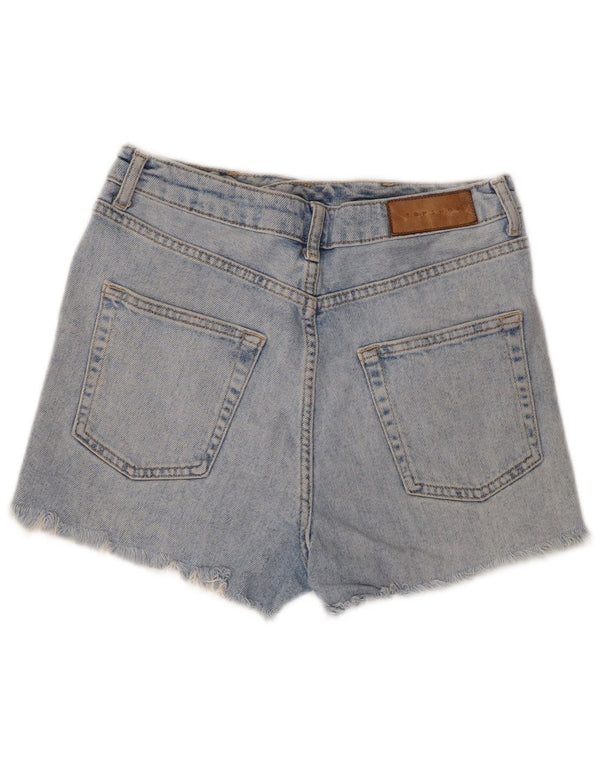 Topshop Pantalones cortos vaqueros desgastados Mom para mujer UK 10 Small W28 Algodón azul