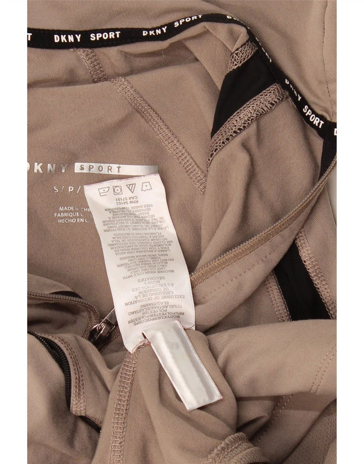 DKNY Chaqueta de chándal para mujer UK 10 Small Beige Colorblock Poliéster