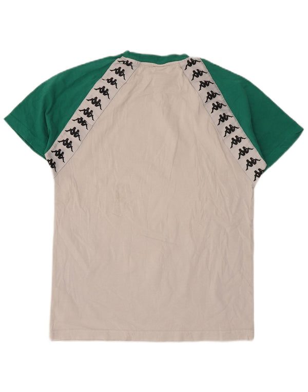 Kappa Hombre Camiseta Gráfica Top Small Blanco Colorblock Algodón